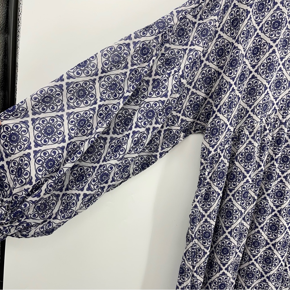 Boden US 14 Sarah Kaftan Dress Blue 0298 Ribbon maxi Paisley Whirl long sleeve - Picture 10 of 12